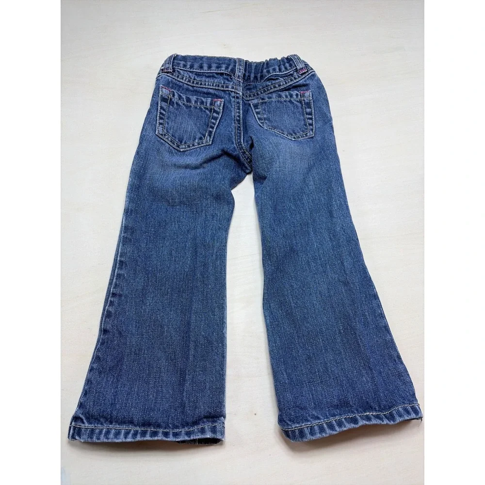 Gymboree Girls Blue Denim Flare Jeans Embroidered Diamond Size 3 Medium Wash